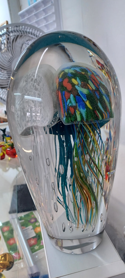 Glass Jellyfish Paperweight
